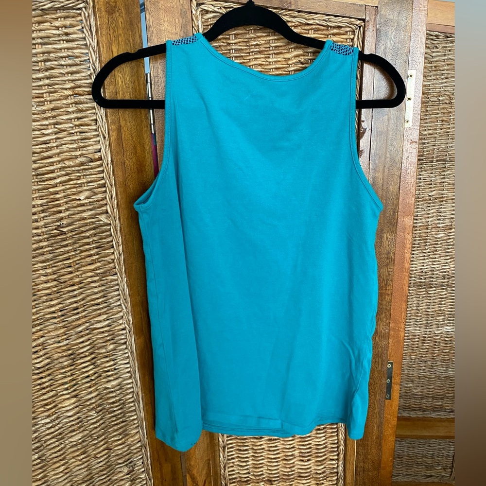 Mesh Cotton Teal Yoga Top - Picture 2 of 5